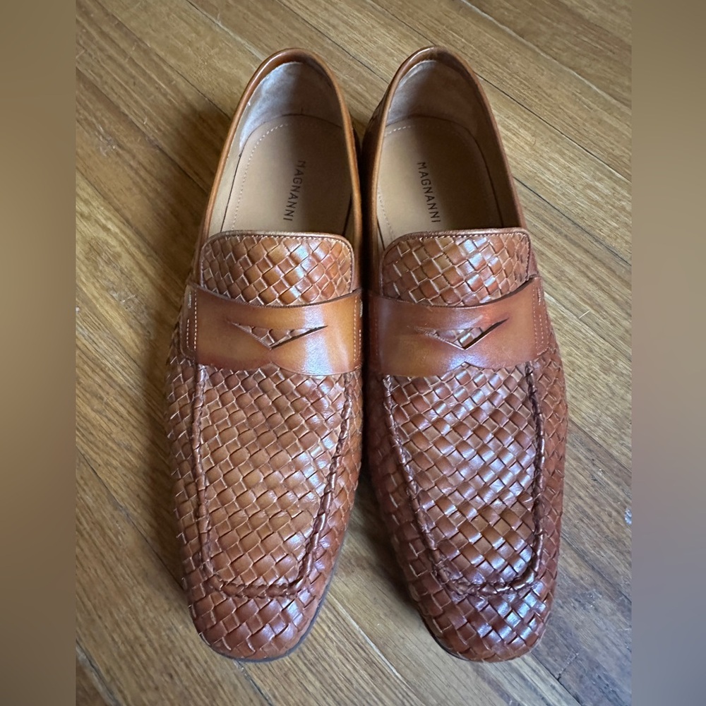Magnanni Brown Leather Loafers Size 8.5 M